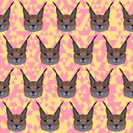 Polygonal abstract geometric lynx seamless pattern background