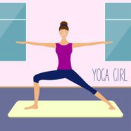 beautiful young girl practicing yoga in the gym
