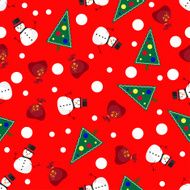 vector pattern background with funny snowman and gifts