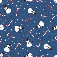 vector pattern background with funny snowman and lollipop