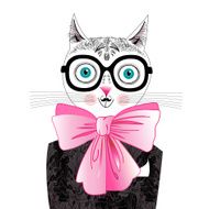 Cat portrait hipster