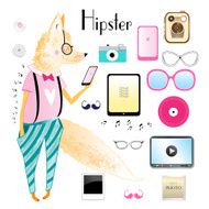 hipster fox and objects