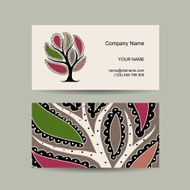 Business card template for your design Watercolot art tree