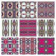 set of different seamless colored vintage geometric pattern tex N41