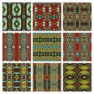 set of different seamless colored vintage geometric pattern tex N44
