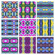 set of different seamless colored vintage geometric pattern tex N47