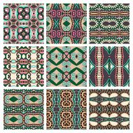 set of different seamless colored vintage geometric pattern tex N48