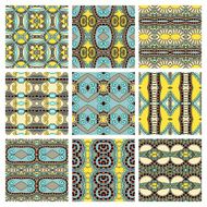 set of different seamless colored vintage geometric pattern tex N49