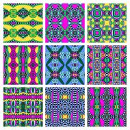 set of different seamless colored vintage geometric pattern tex N55