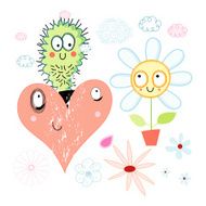 Font greeting card with hearts on aged background N7