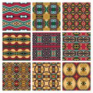 set of different seamless colored vintage geometric pattern tex N59