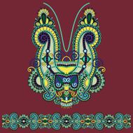 Neckline ornate floral paisley embroidery fashion design ukrain N11