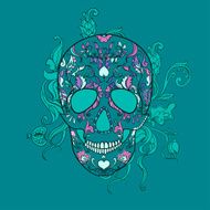 Vector Sugar Skull with ornament N3