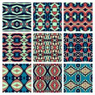 set of different seamless colored vintage geometric pattern tex N65