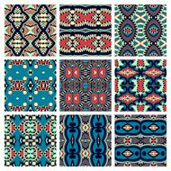 set of different seamless colored vintage geometric pattern tex N70