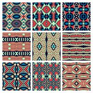 set of different seamless colored vintage geometric pattern tex N74