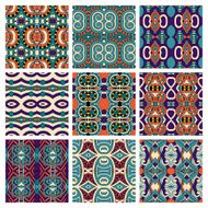 set of different seamless colored vintage geometric pattern N59