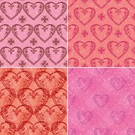 Set of valentine hearts seamless patterns