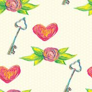 Hearts roses and keys