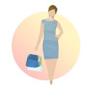 Fashion business woman in blue dress N2