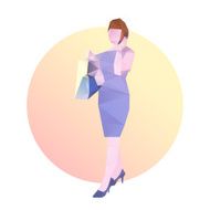 Fashion business woman in blue dress N3