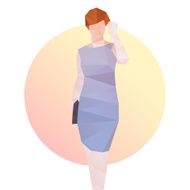 Fashion business woman in blue dress N8
