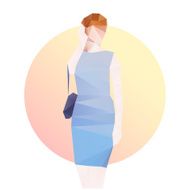 Fashion business woman in blue dress N9