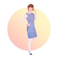 Fashion business woman in blue dress N10