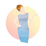 Fashion business woman in blue dress N13