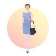 Fashion business woman in blue dress N15
