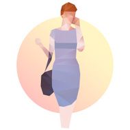 Fashion business woman in blue dress N17