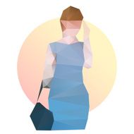Fashion business woman in blue dress N19