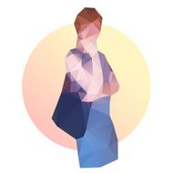 Fashion business woman in blue dress N21
