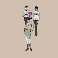 Vector sketch girls in fashion clothes eps