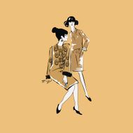 Vector sketch girls in fashion clothes eps N5