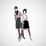 Vector sketch girls in fashion clothes eps N13