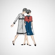 Vector sketch girls in fashion clothes eps N14