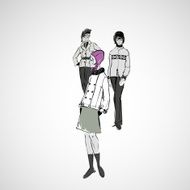 Vector sketch girls in fashion clothes eps N15