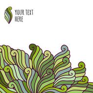 Hand-drawn waves pattern abstract green leaves N2
