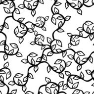 Hand Drawn Branch with Leaves - Seamless Pattern