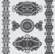 grey ornamental floral adornment black and white collection