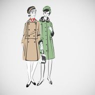 Vector sketch girls in fashion clothes eps N20