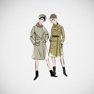 Vector sketch girls in fashion clothes eps N21