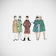 Vector sketch girls in fashion clothes eps N29