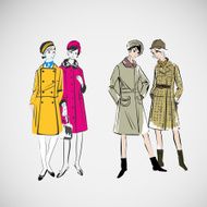 Vector sketch girls in fashion clothes eps N30