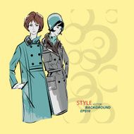 Vector sketch girls in fashion clothes eps N33