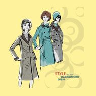 Vector sketch girls in fashion clothes eps N34