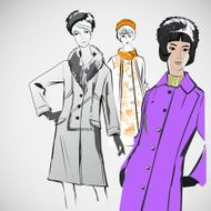 Vector sketch girls in fashion clothes eps N36