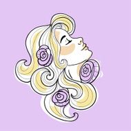 Blonde girl with roses in her hair (vector)