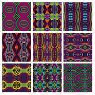 set of different seamless colored vintage geometric pattern N81
